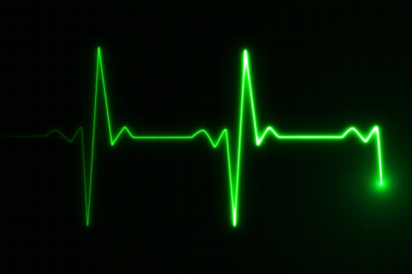 Neon Heart beat pulse in green illustration